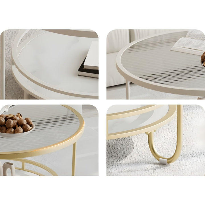 Celina Stainless Steel Frame and Fluted Glass Top Coffee Table for Living Room
