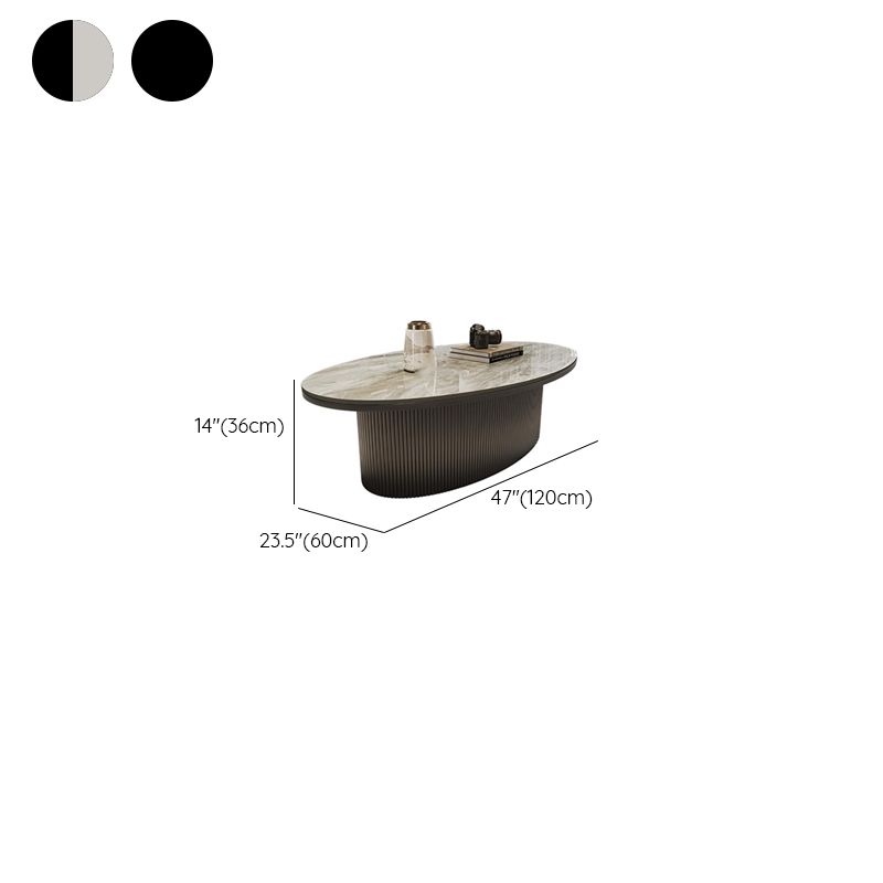 Sage MDF and Composite Marble Top Coffee Table for Living Room | Oval Shaped