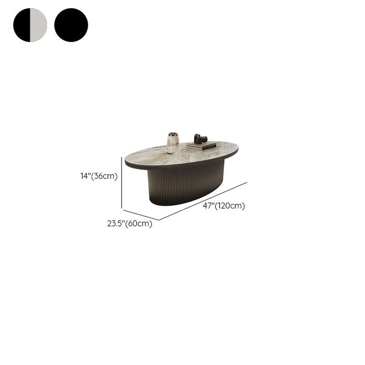 Sage MDF and Composite Marble Top Coffee Table for Living Room | Oval Shaped