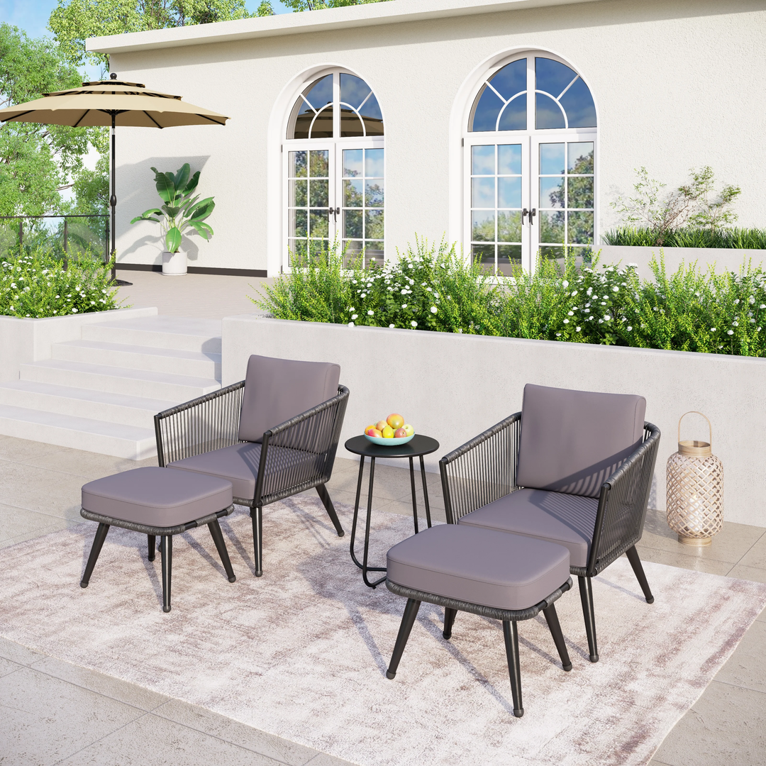 Culb Outdoor Patio Seating Set 2 Chairs and 1 Table Set (Black)