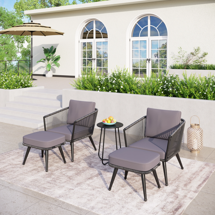 Culb Outdoor Patio Seating Set 2 Chairs and 1 Table Set (Black)