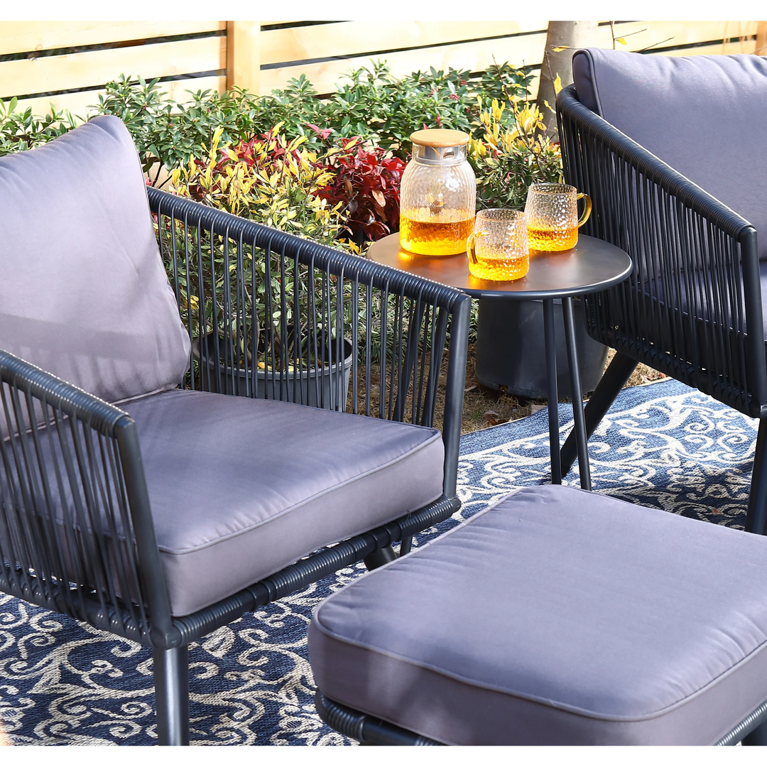 Culb Outdoor Patio Seating Set 2 Chairs and 1 Table Set (Black)