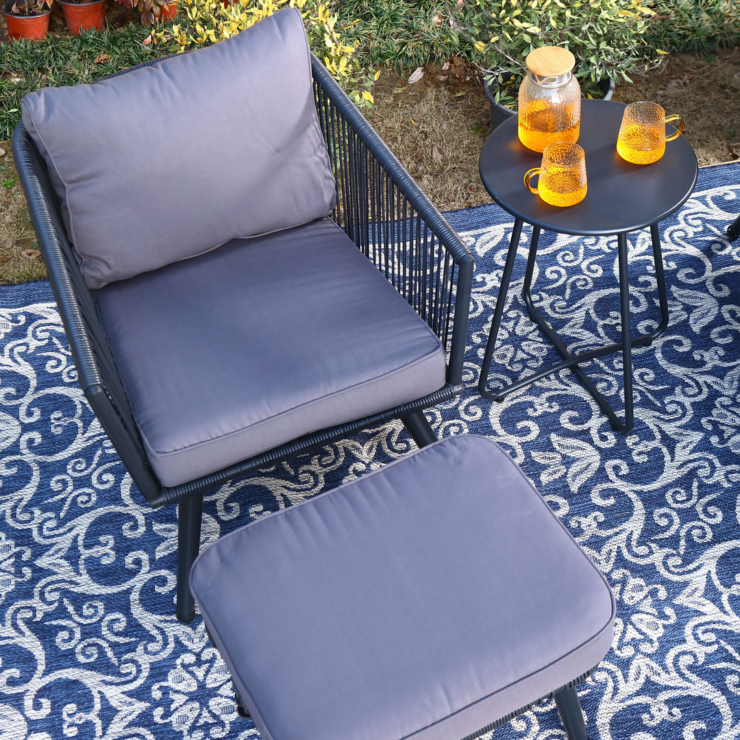 Culb Outdoor Patio Seating Set 2 Chairs and 1 Table Set (Black)