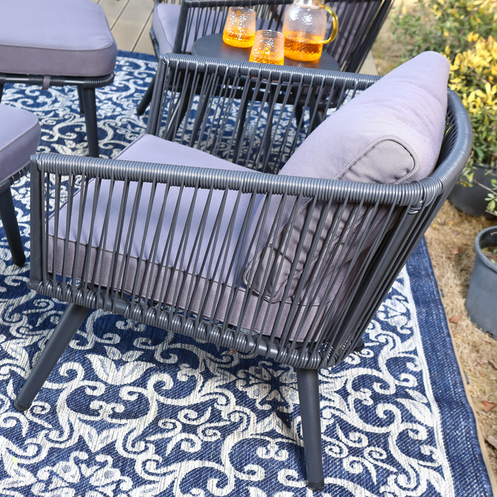 Culb Outdoor Patio Seating Set 2 Chairs and 1 Table Set (Black)