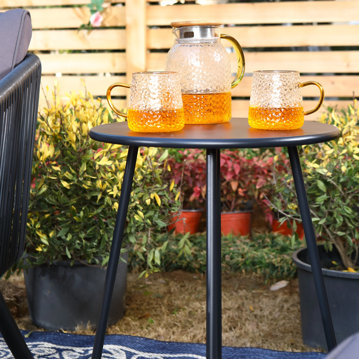 Culb Outdoor Patio Seating Set 2 Chairs and 1 Table Set (Black)