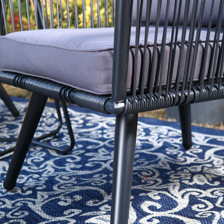 Culb Outdoor Patio Seating Set 2 Chairs and 1 Table Set (Black)