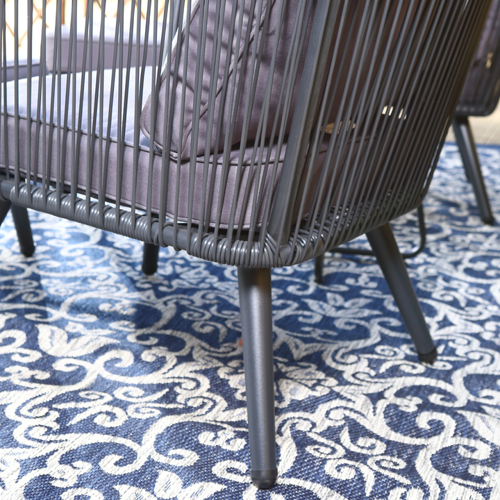 Culb Outdoor Patio Seating Set 2 Chairs and 1 Table Set (Black)