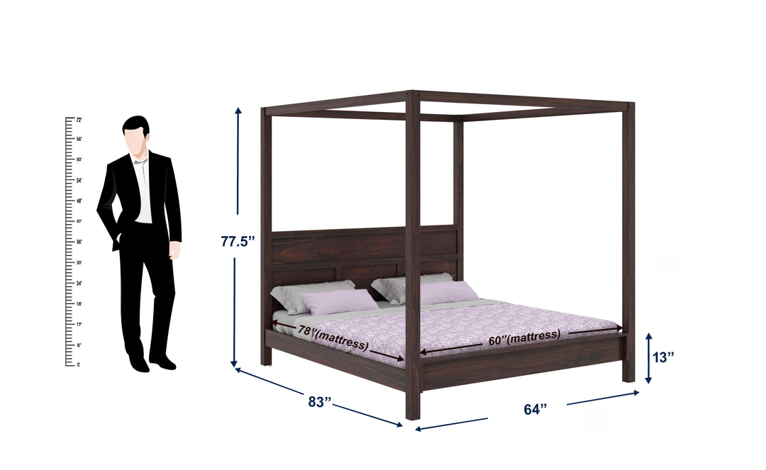 Paloma Grand Poster Solid Sheesham Wood Bed
