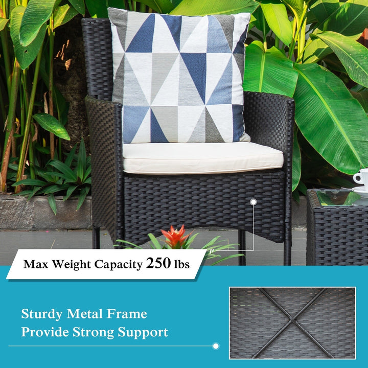 Itlaye Outdoor Patio Seating Set 2 Chairs and 1 Table Set (Black) - Coffee Table Sets