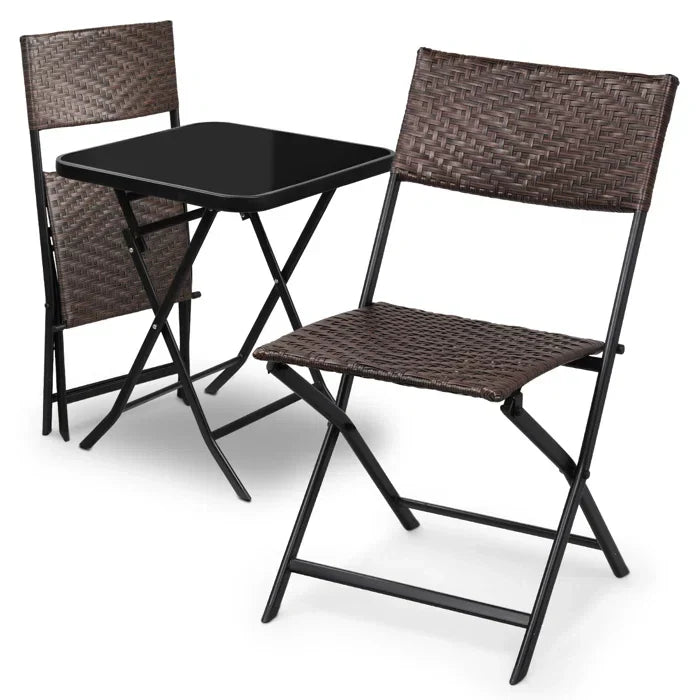 Messer Outdoor Patio Seating Set 2 Chairs and 1 Table Set (Brown)