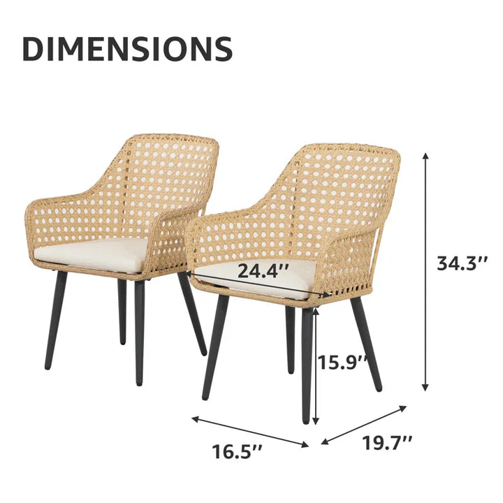 Mardi Outdoor Patio Seating Set 2 Chairs Set (Gold)