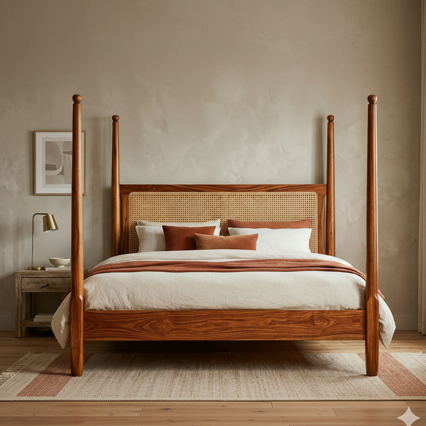 Piper Sheesham Wood Poster Bed Without Storage