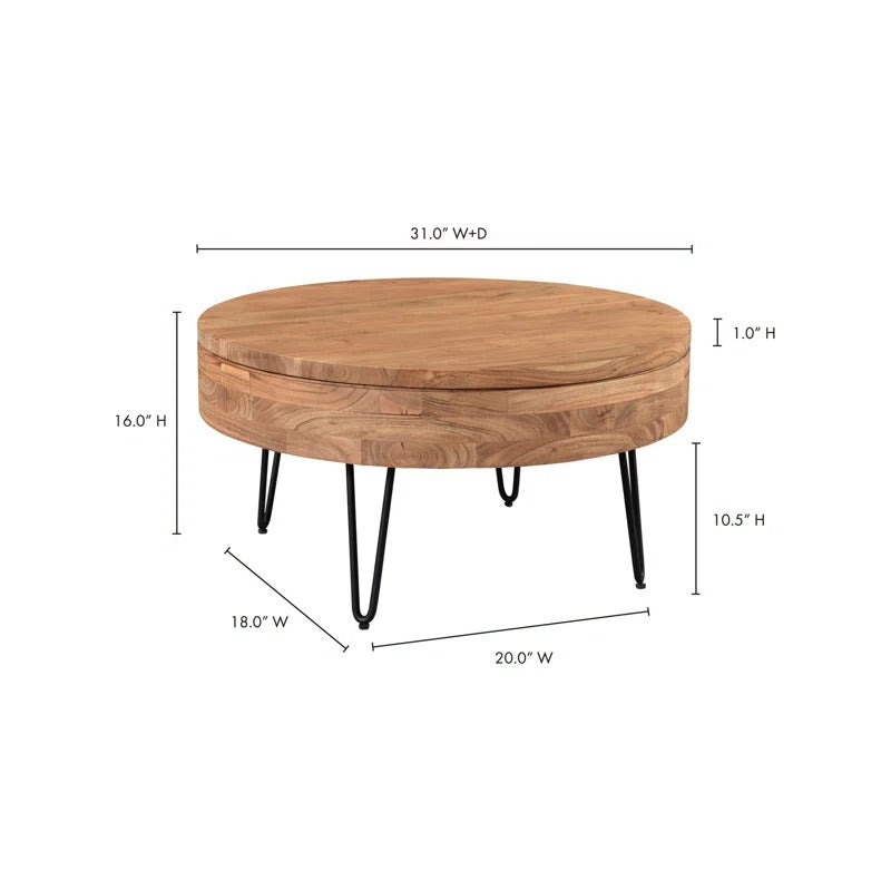 Tanvi Solid Wood and Metal Coffee Table for Living Room