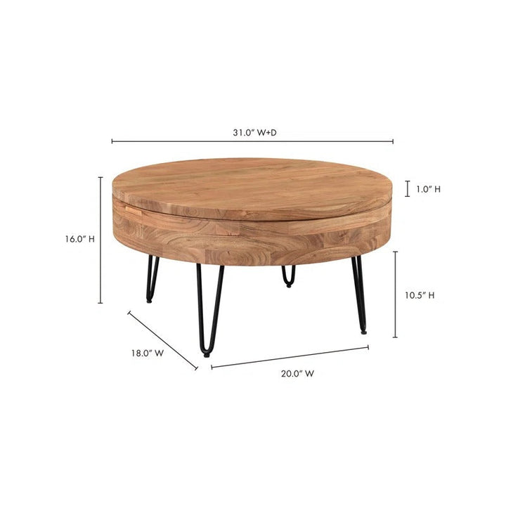 Tanvi Solid Wood and Metal Coffee Table for Living Room