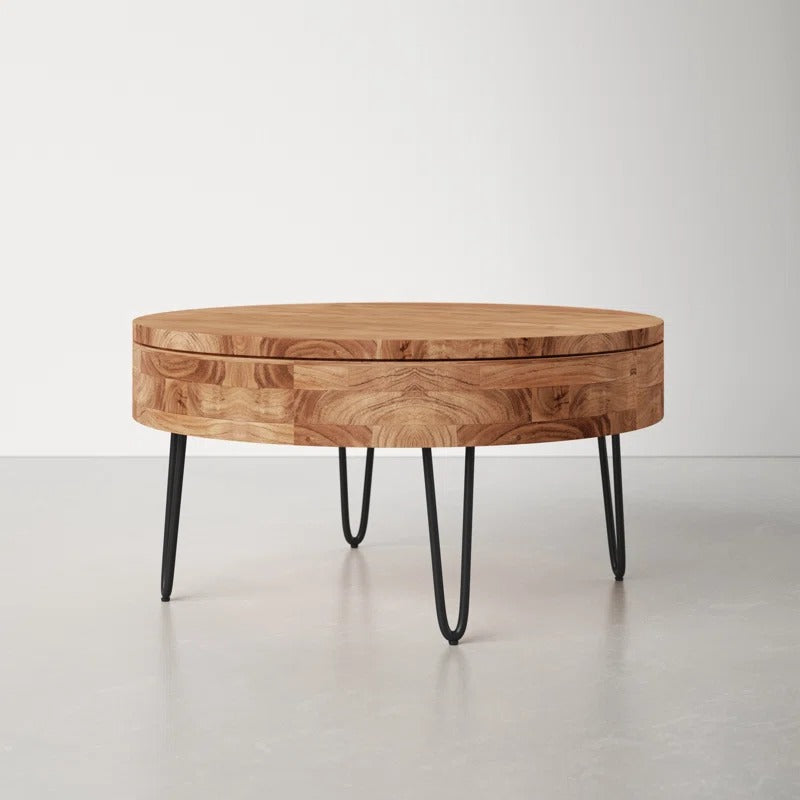 Tanvi Solid Wood and Metal Coffee Table for Living Room