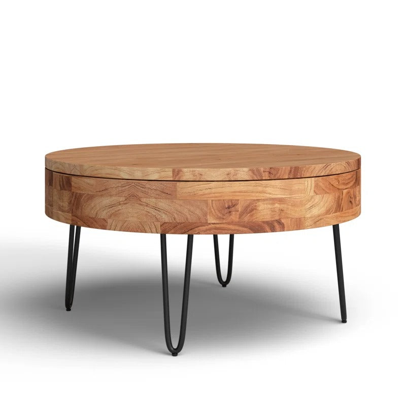Tanvi Solid Wood and Metal Coffee Table for Living Room