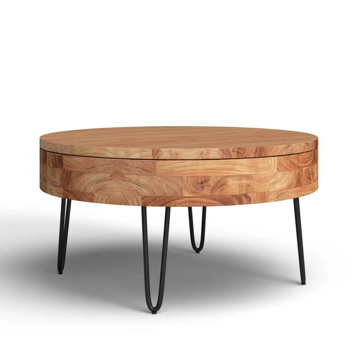 Tanvi Solid Wood and Metal Coffee Table for Living Room