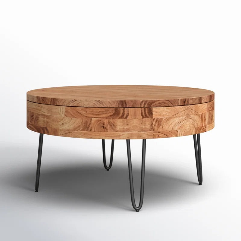 Tanvi Solid Wood and Metal Coffee Table for Living Room