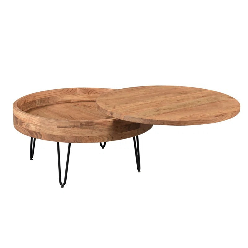 Tanvi Solid Wood and Metal Coffee Table for Living Room