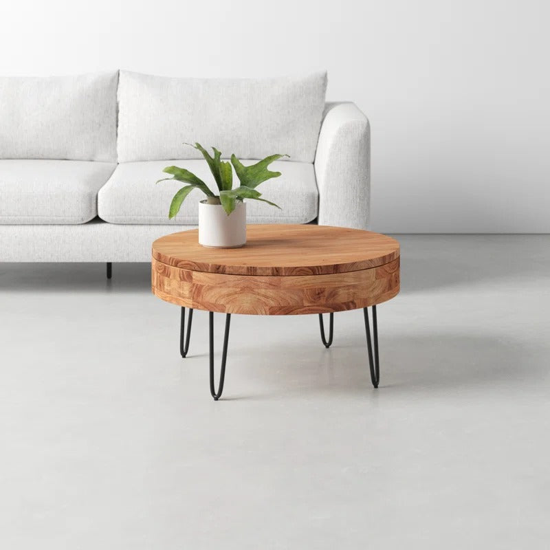 Tanvi Solid Wood and Metal Coffee Table for Living Room