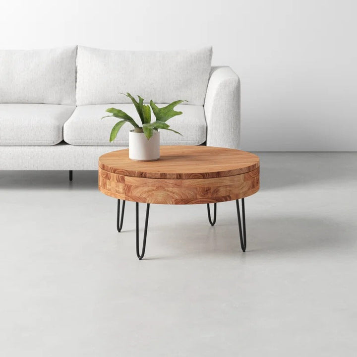 Tanvi Solid Wood and Metal Coffee Table for Living Room