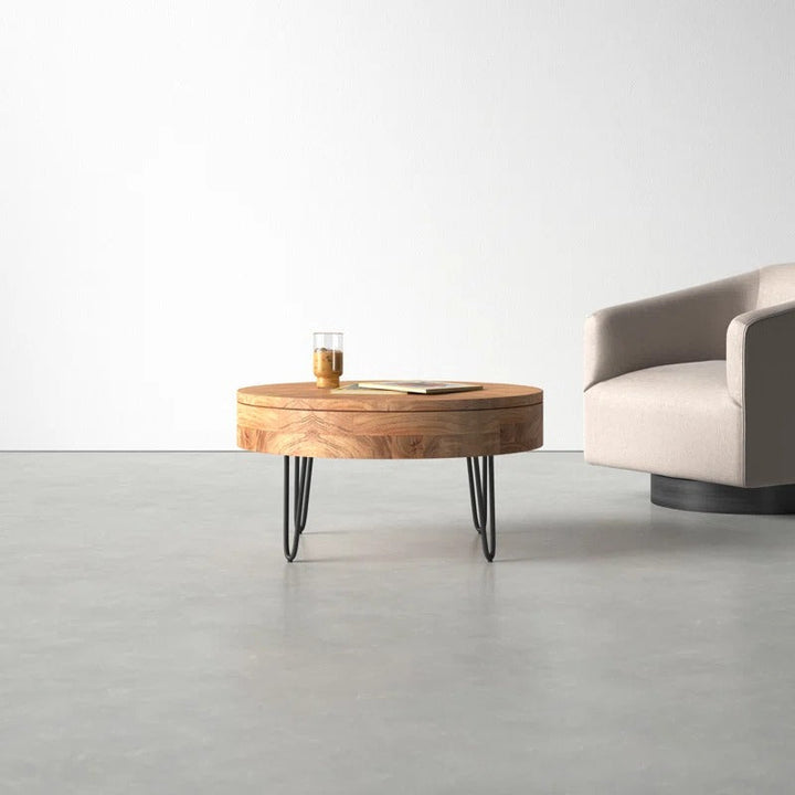 Tanvi Solid Wood and Metal Coffee Table for Living Room