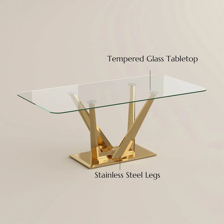 Pavel Rectangular Glass Dining Table Set for 6