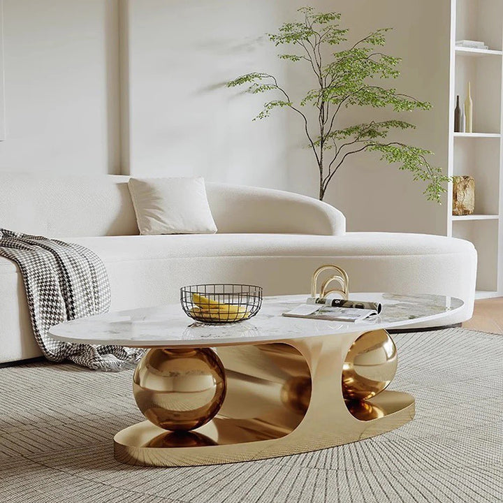 Adore Modern Stainless Steel With Pvd Coated Centre Table Marble Top