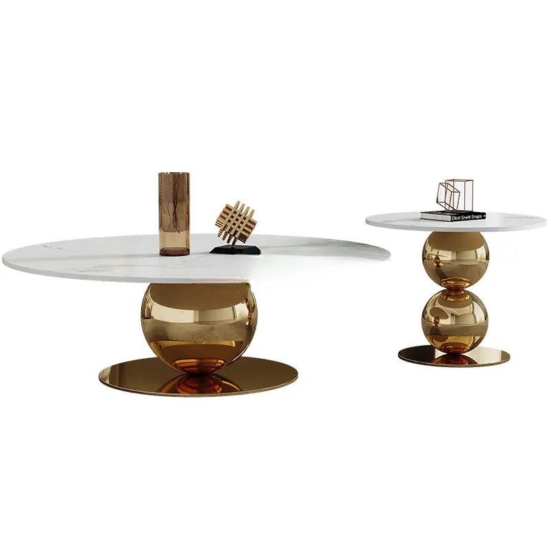 Juhi Stainless Steel Triple Globe Coffee Table Set