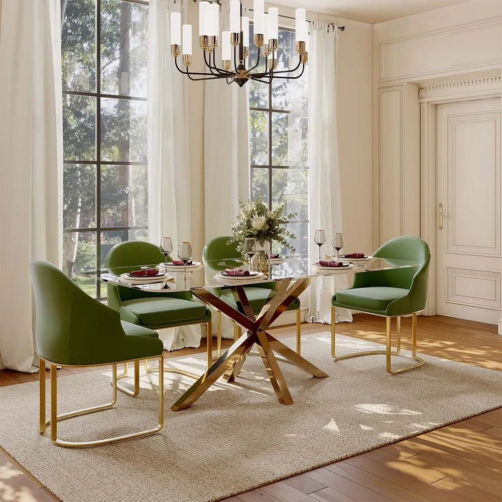 Yuri 7 Piece Modern Luxury Glass Kitchen Table Set