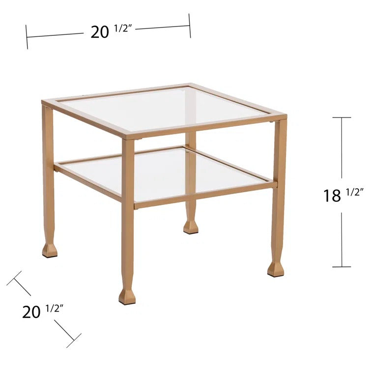 Nisha Metal Coffee Table with Glass Top