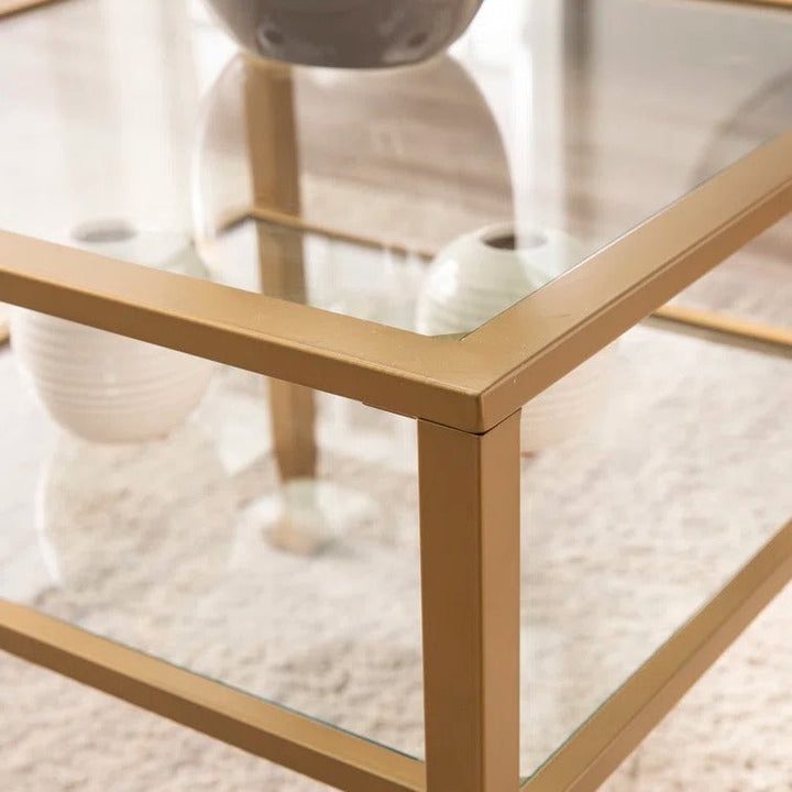 Nisha Metal Coffee Table with Glass Top