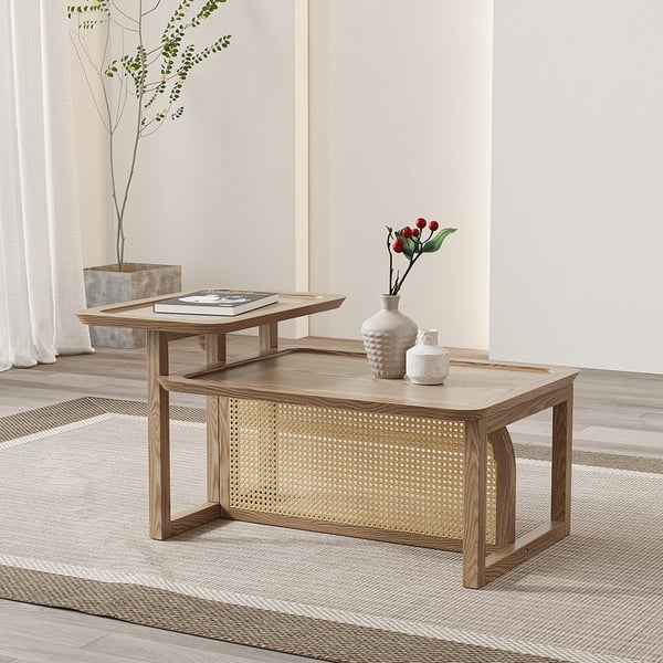 Akriti Cane And Solid Wood Coffee Table