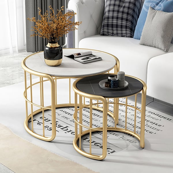 David Metal And Marble Top Coffee Table