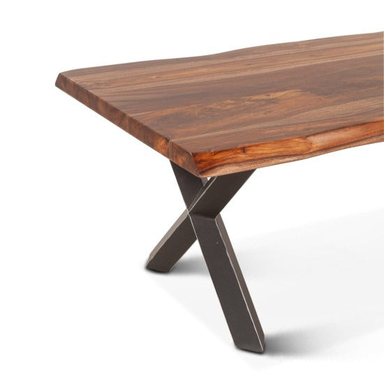 Sejal Sheesham Wood Coffee Table with Metal Base (Double Cross Sheesham Wood)