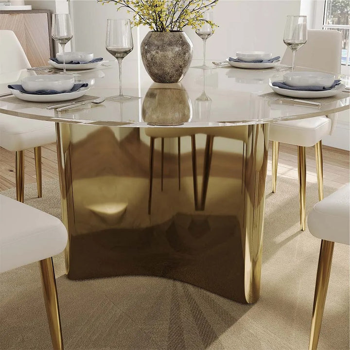 Anton 5-Piece Modern Round Glass Dining Table Sets for 4
