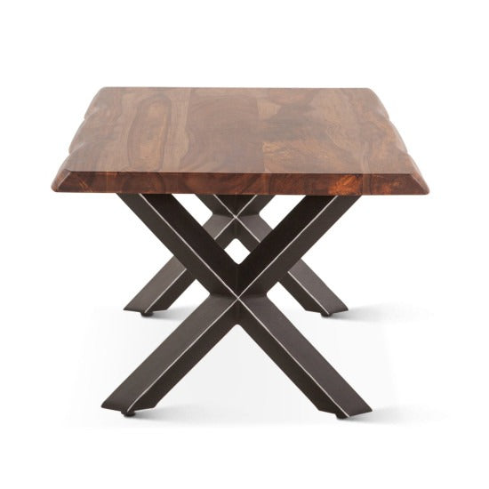 Sejal Sheesham Wood Coffee Table with Metal Base (Double Cross Sheesham Wood)