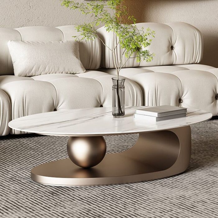 Linet Marble Top One Ball Coffee Table For Living Room