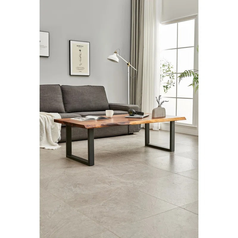 Priya Solid Wood and Metal Coffee Table for Living Room
