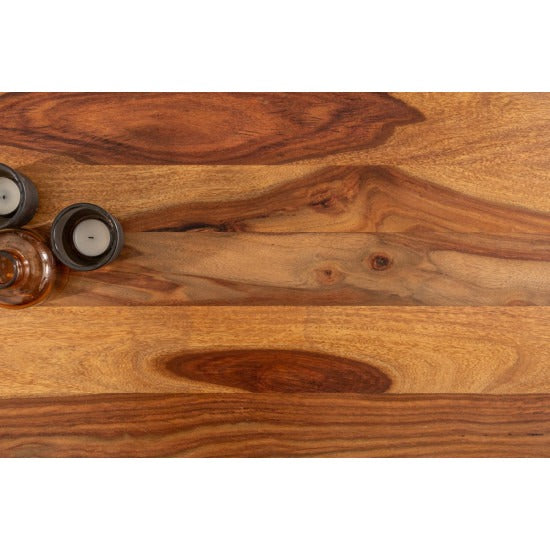 Frocky Coffee Table | Sheesham Wood Coffee Table with Metal Base (Plain Leg Sheesham Wood)