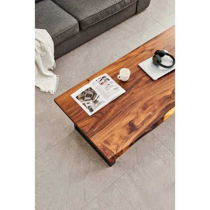 Priya Solid Wood and Metal Coffee Table for Living Room