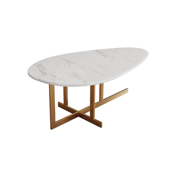 Atlanta Modern White Coffee Table With Marble Top In Stainless Steel Pvd Coated Tables