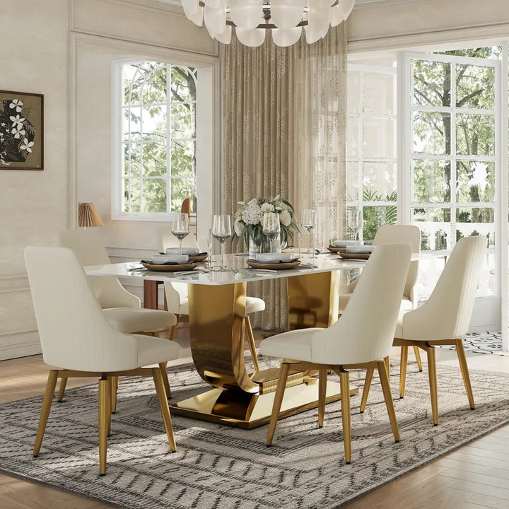 Anastasia 7 Piece Modern U-Shape Dining Table Set