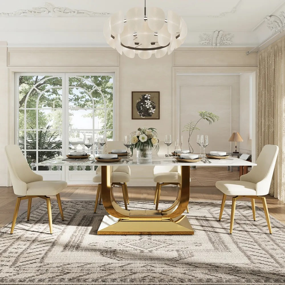 Anastasia 7 Piece Modern U-Shape Dining Table Set