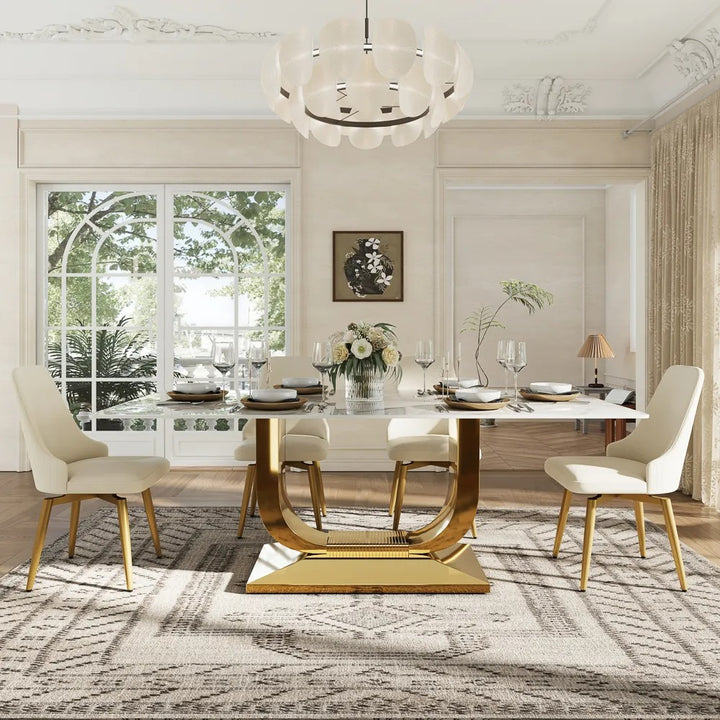 Anastasia 7 Piece Modern U-Shape Dining Table Set