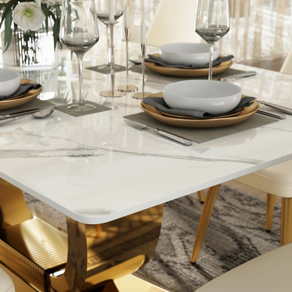 Anastasia 7 Piece Modern U-Shape Dining Table Set