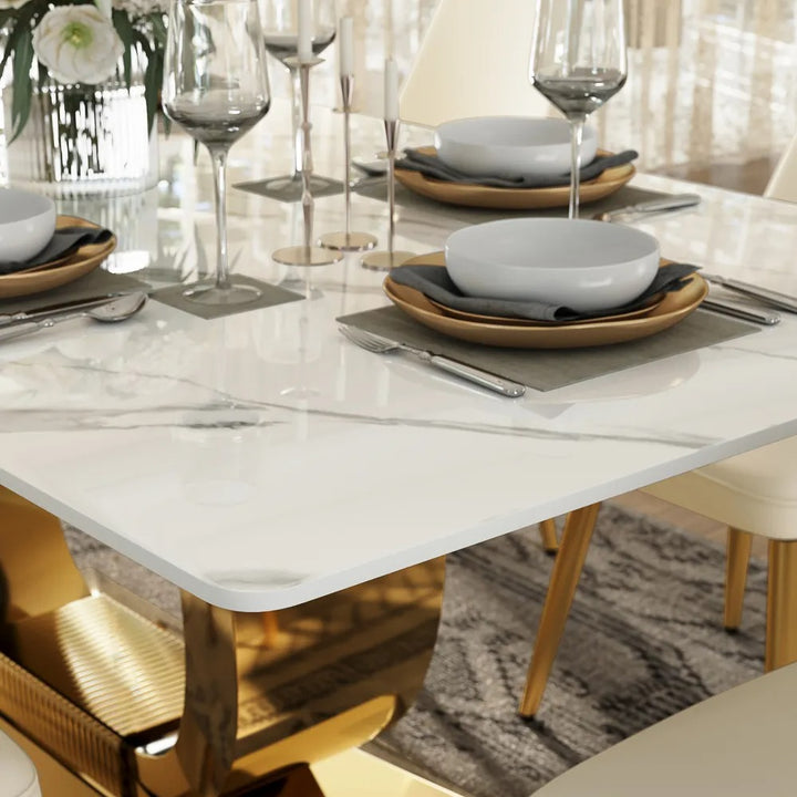 Anastasia 7 Piece Modern U-Shape Dining Table Set