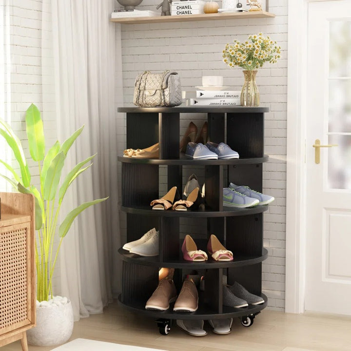 Serafima Engineered Wood Rotating Shoe Rack for Home