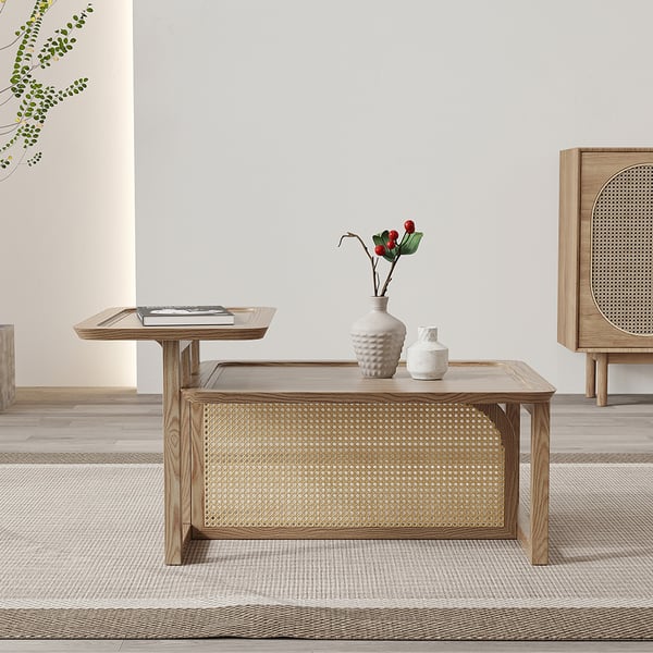 Akriti Cane And Solid Wood Coffee Table