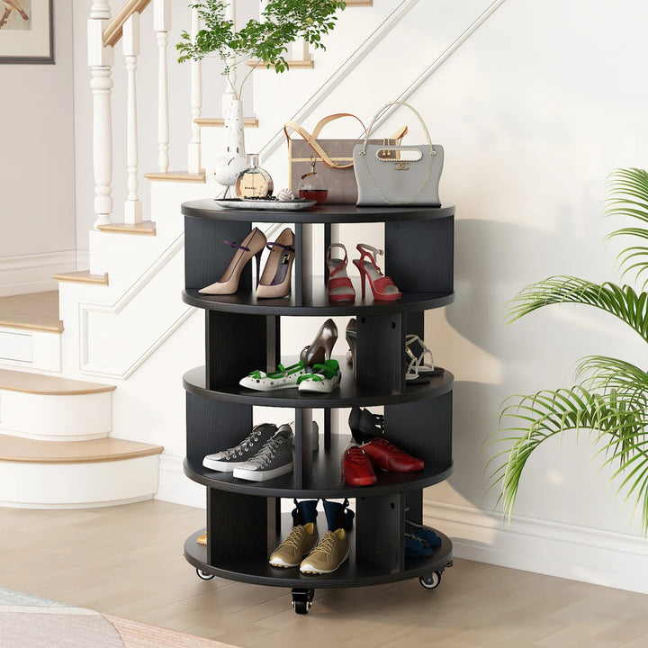 Serafima Engineered Wood Rotating Shoe Rack for Home